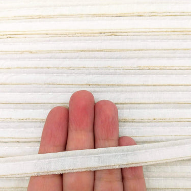 3 Yards, 5mm Flanged Insertion Piping on 10mm Band, White Fabric Trim